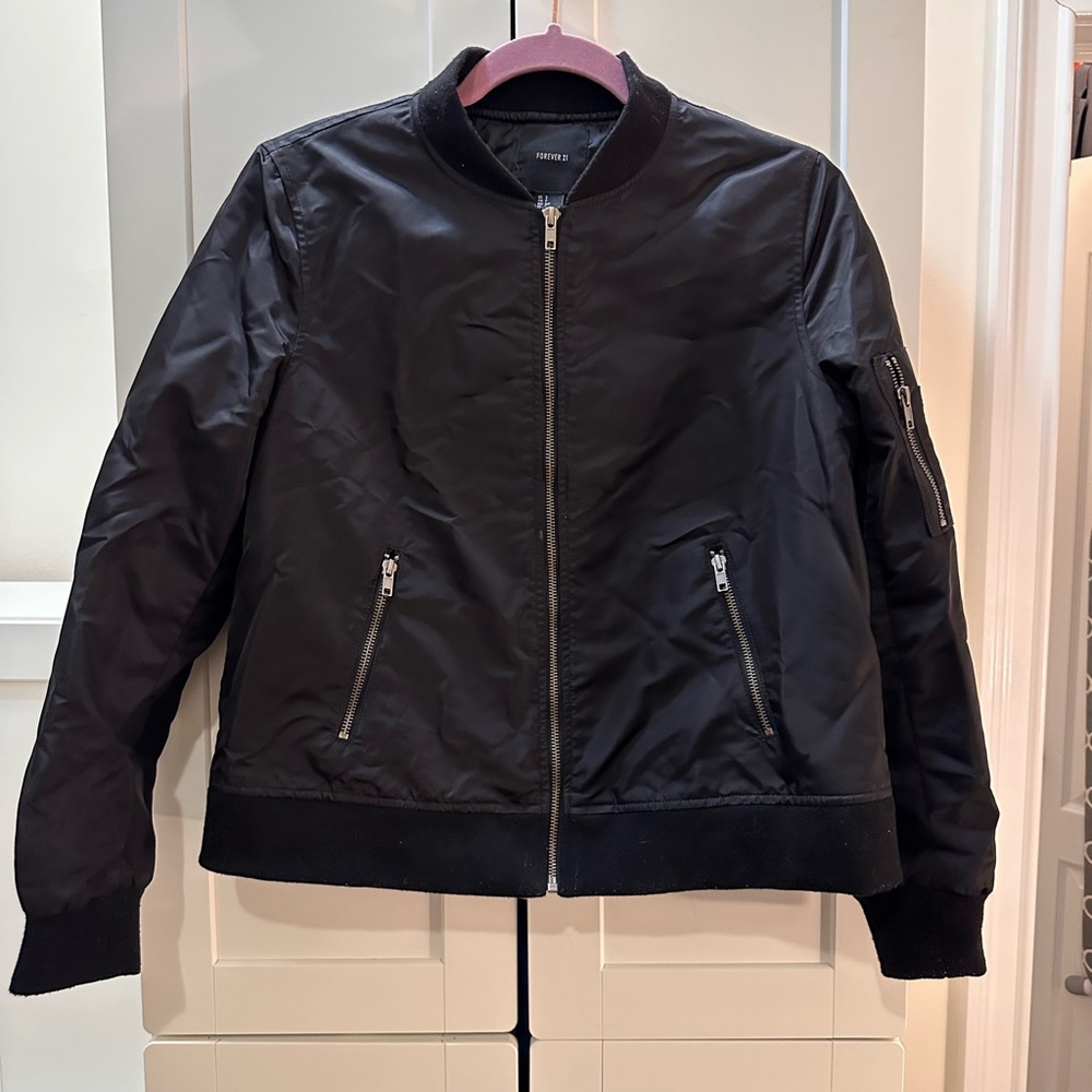 Forever 21 bomber jacket with silver hardware.